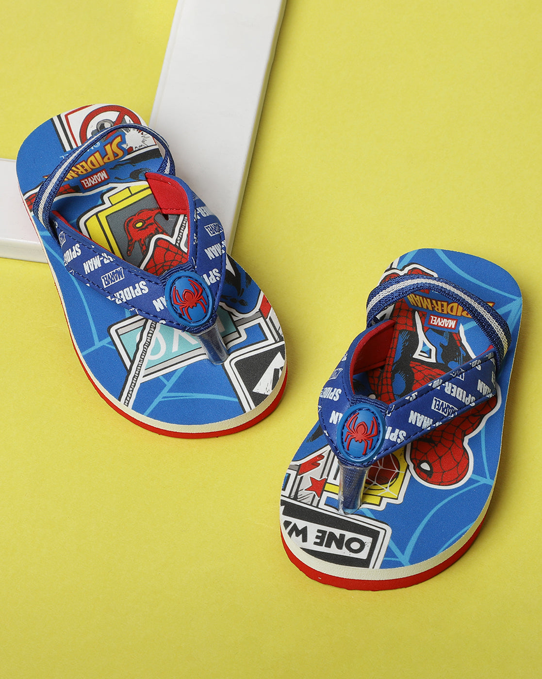 Spiderman Printed Blue Flip-Flops For Kids Boys
