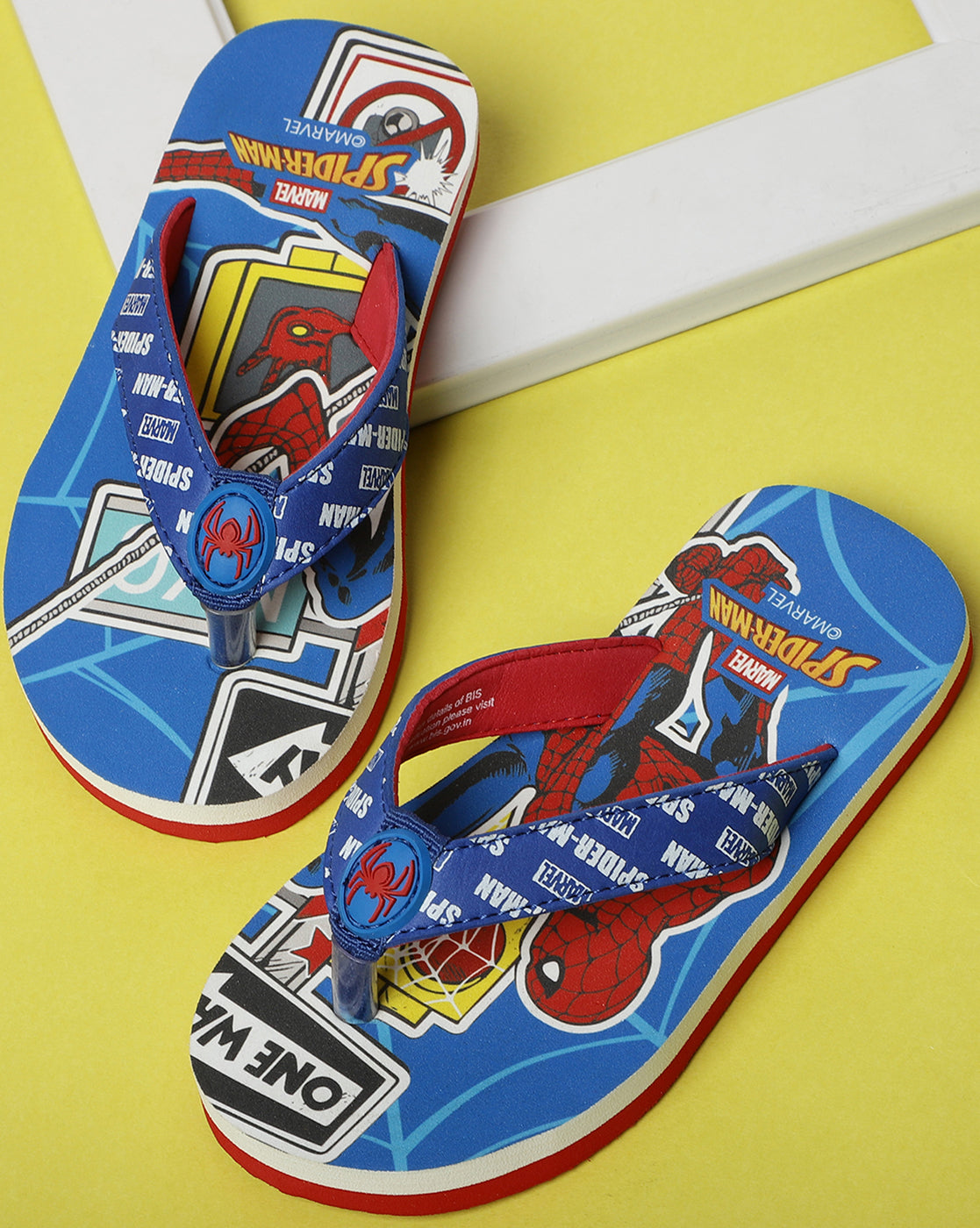 Spiderman Printed Blue Flip-Flops For Kids Boys