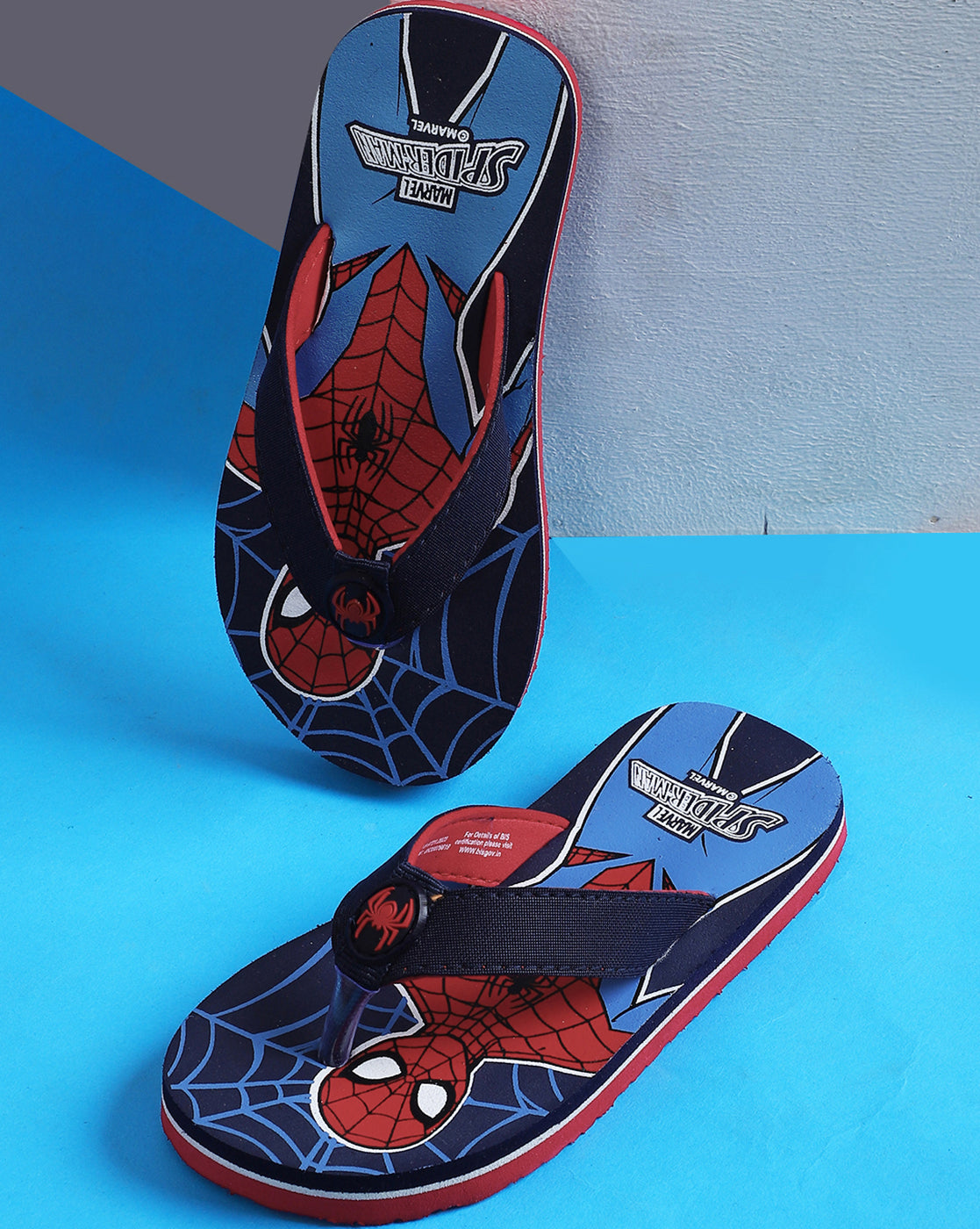 Spiderman Printed Navy Flip-Flops For Kids Boys