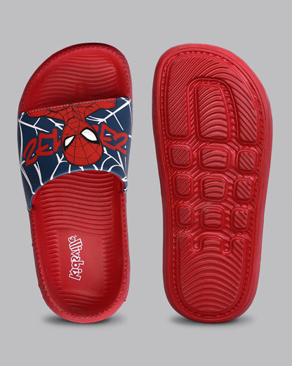 Spiderman Printed Red Sliders for Boys