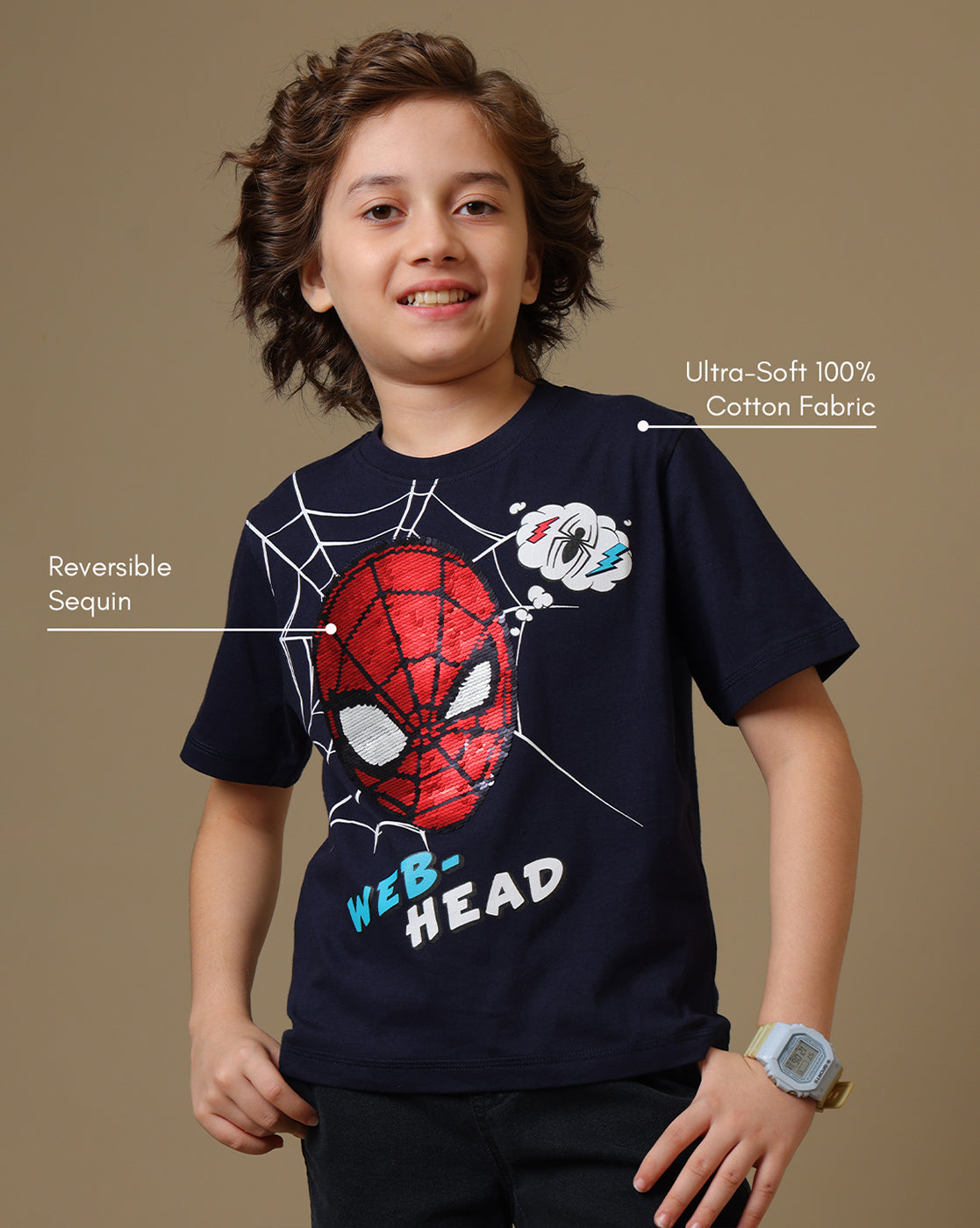 Spiderman Reversible Sequin Tshirt Boys