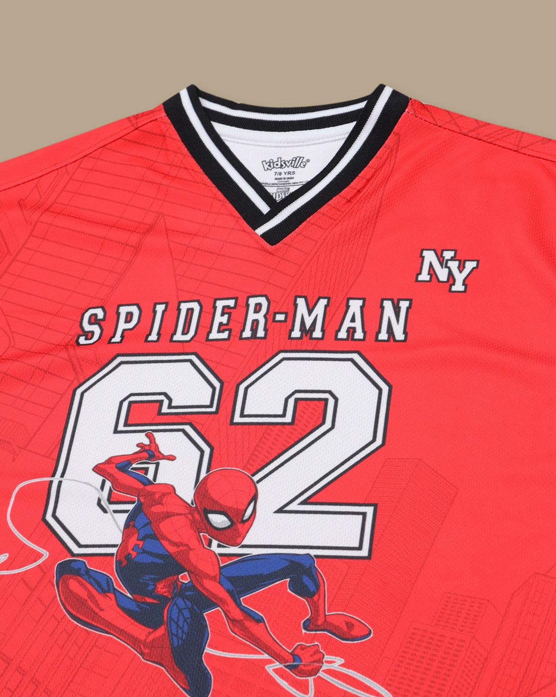Spiderman Printed Relaxed Fit Tshirt & Shorts Co-Ords Set For Boys