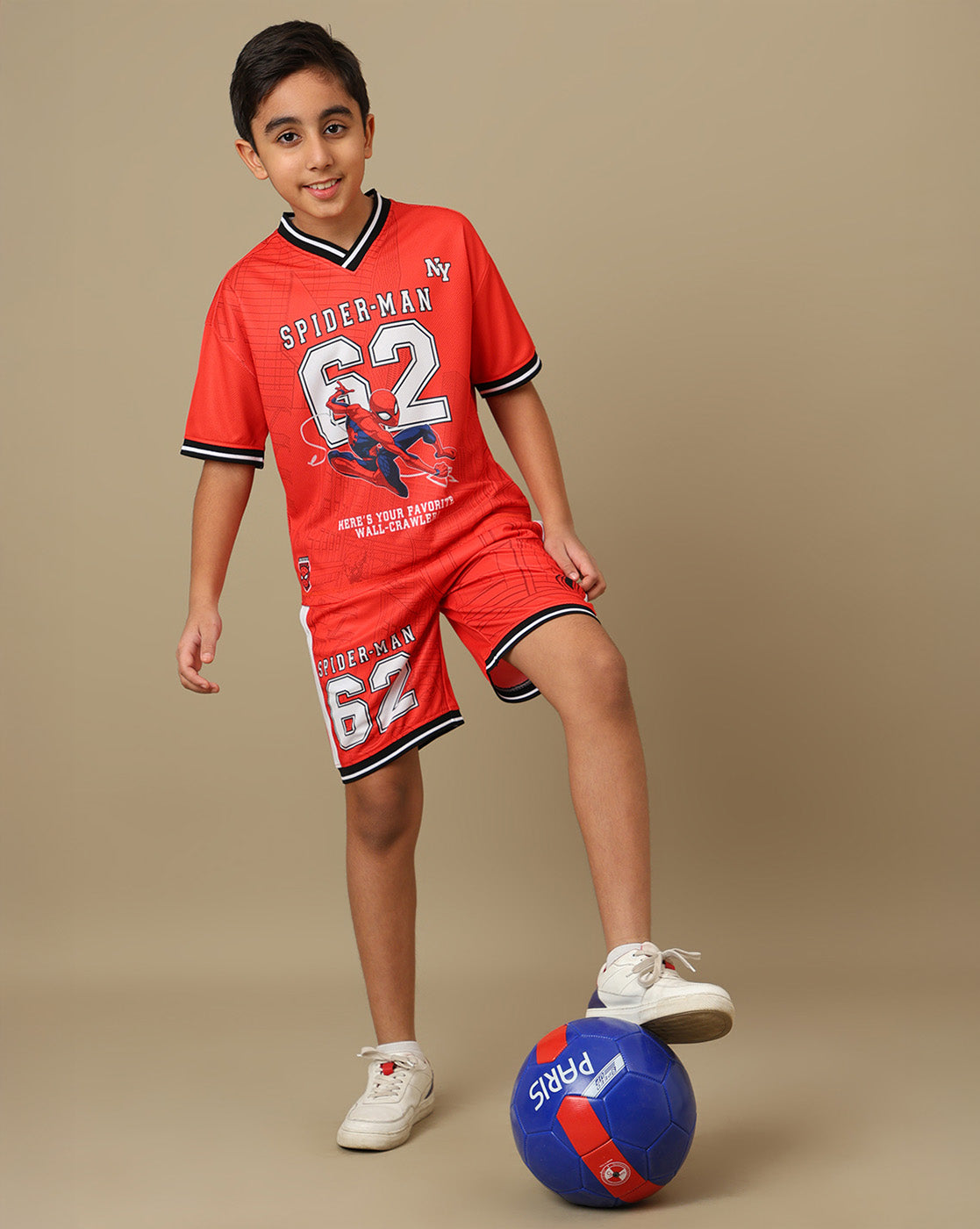 Spiderman Printed Relaxed Fit Co-Ords Set For Boys