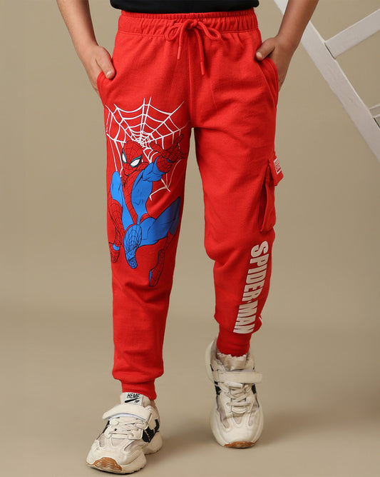 Spiderman Printed Regular Fit Joggers For Boys