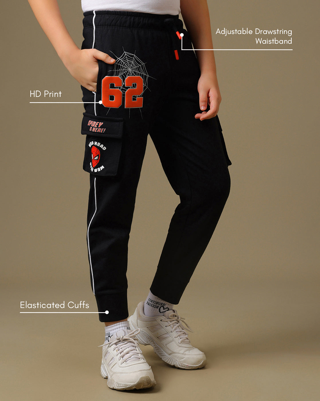 Spider-Man Printed Regular Fit Joggers For Boys