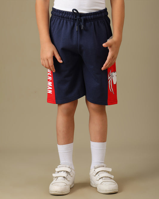Spiderman Printed Regular Fit Shorts For Boys