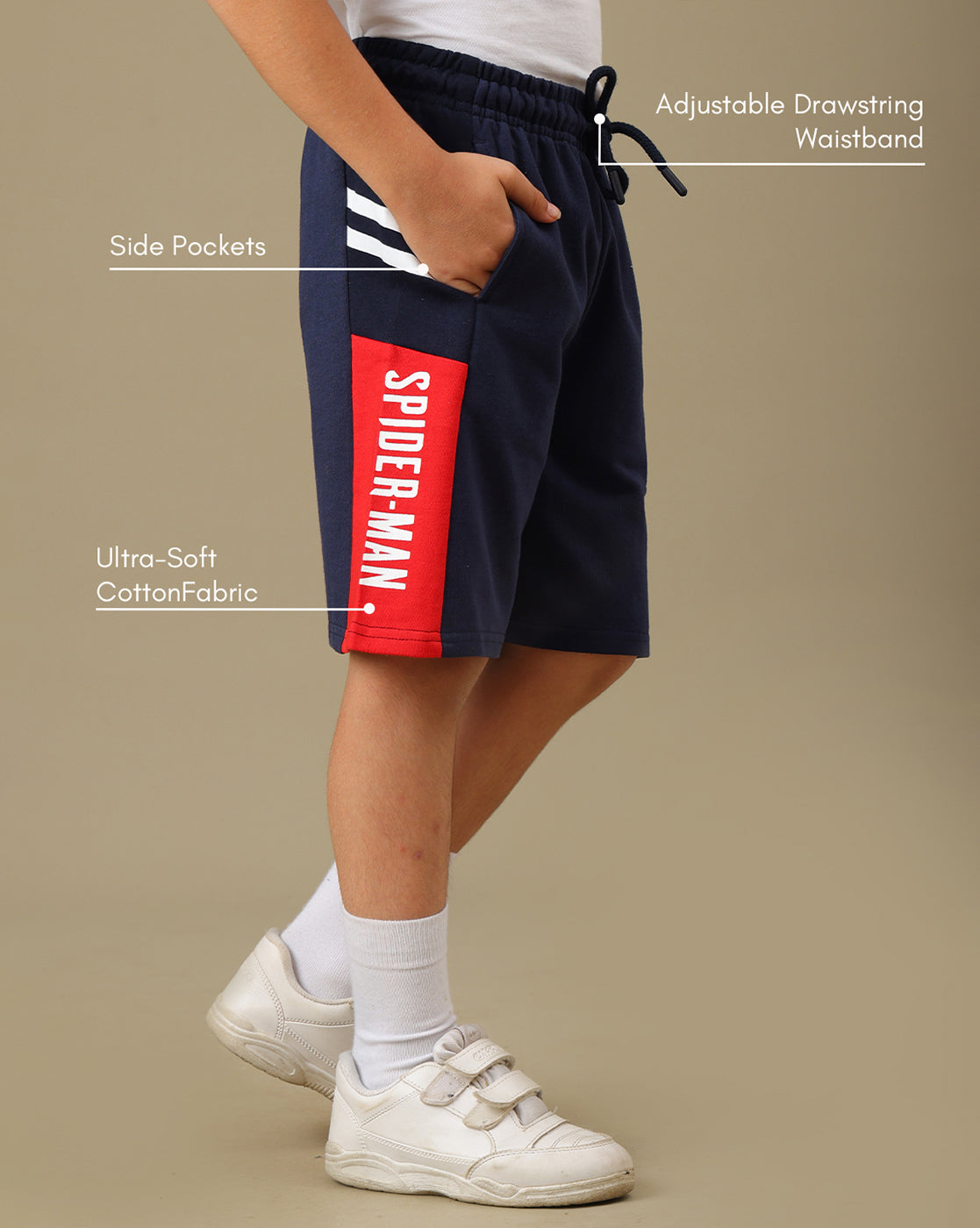 Spiderman Printed Regular Fit Shorts For Boys
