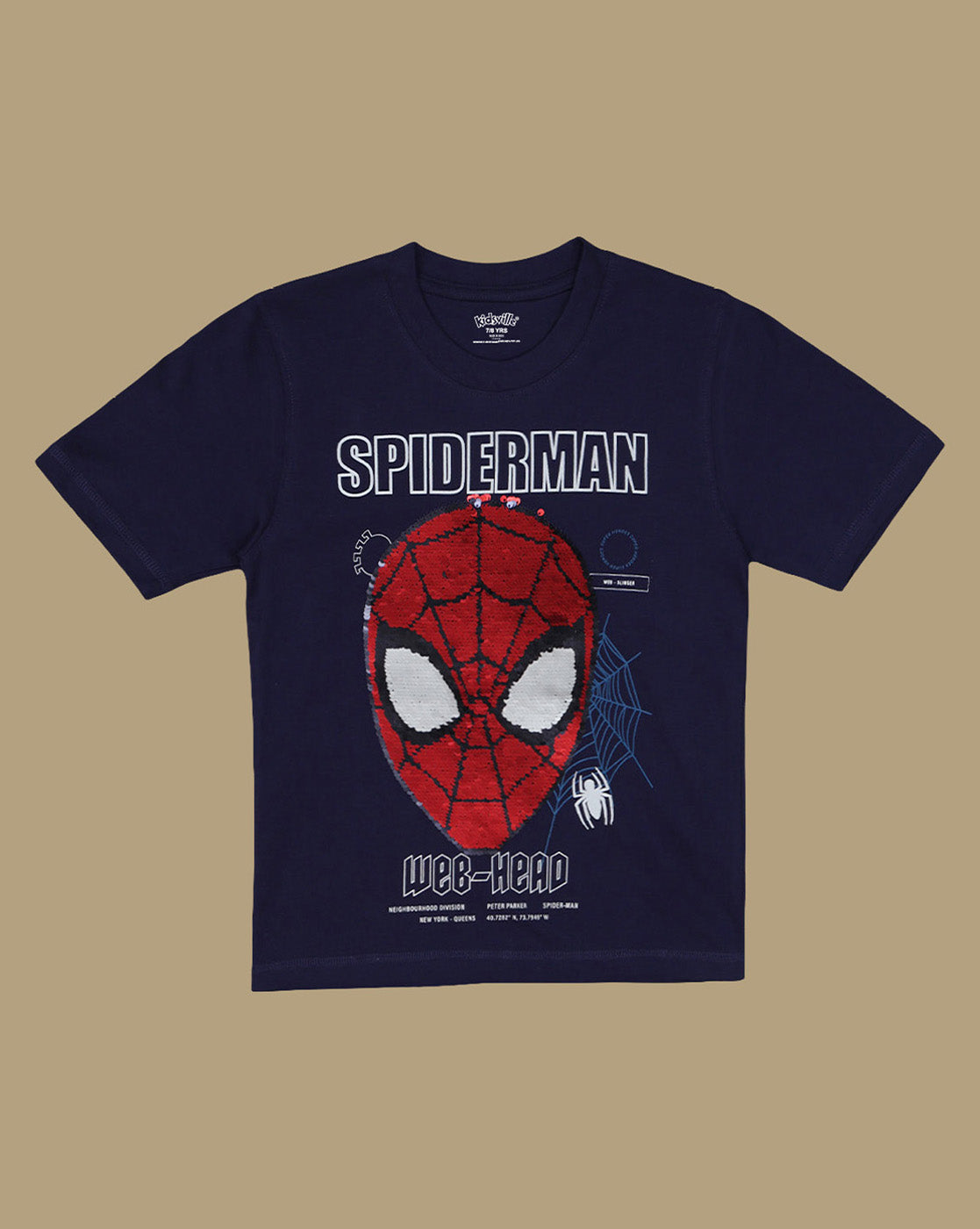 Spiderman Printed Regular Fit Reversible Sequin Tshirt For Boys