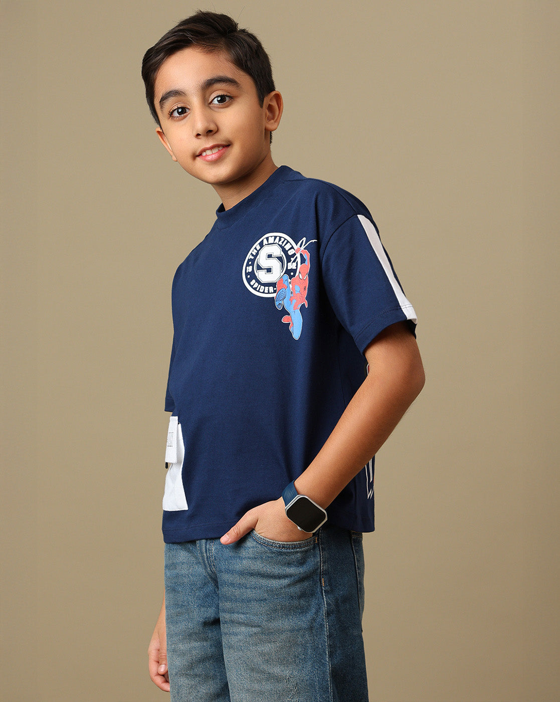 Spiderman Printed Tshirt with pocket For Boys