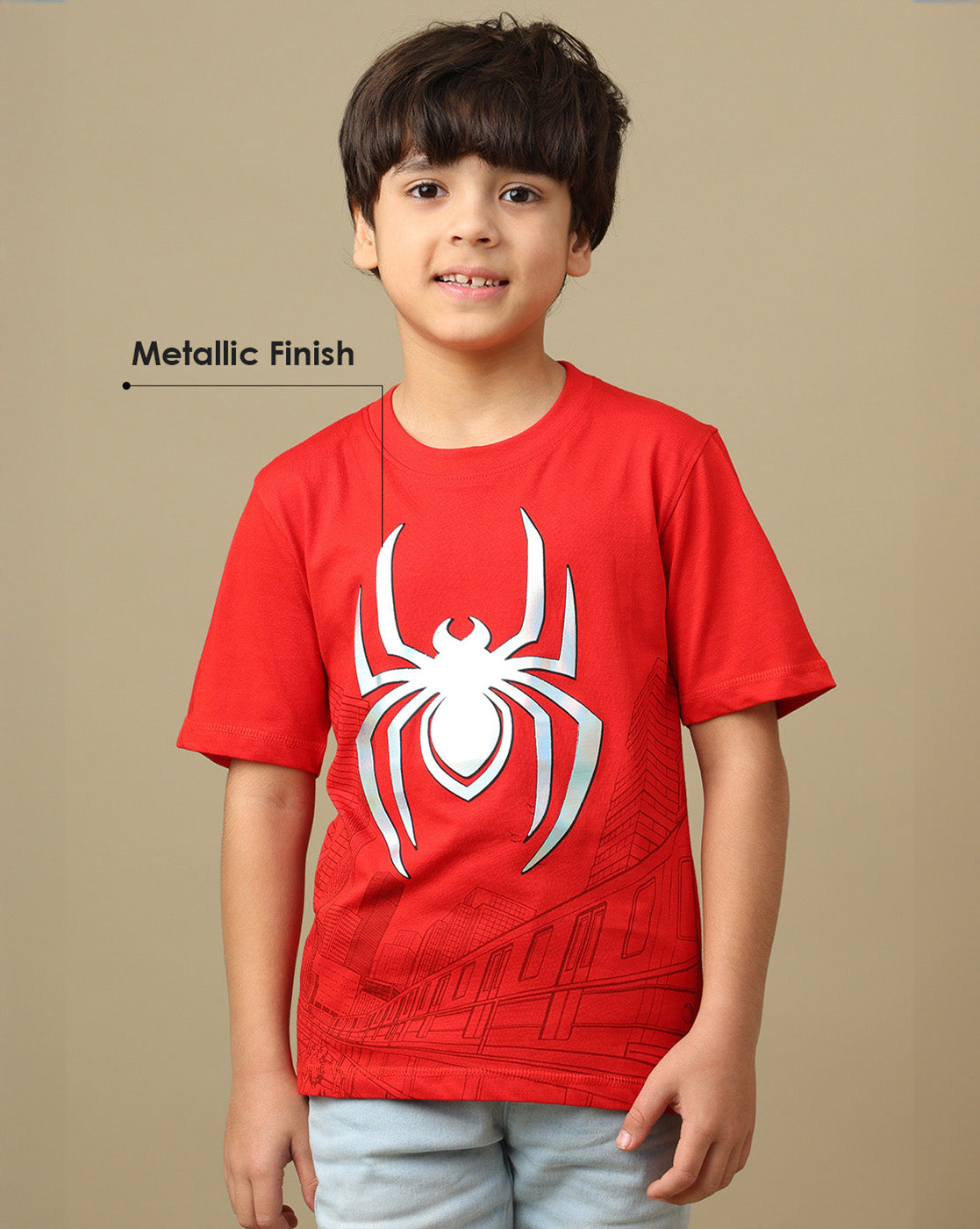 Spiderman Printed Regular Fit Tshirt For Boys