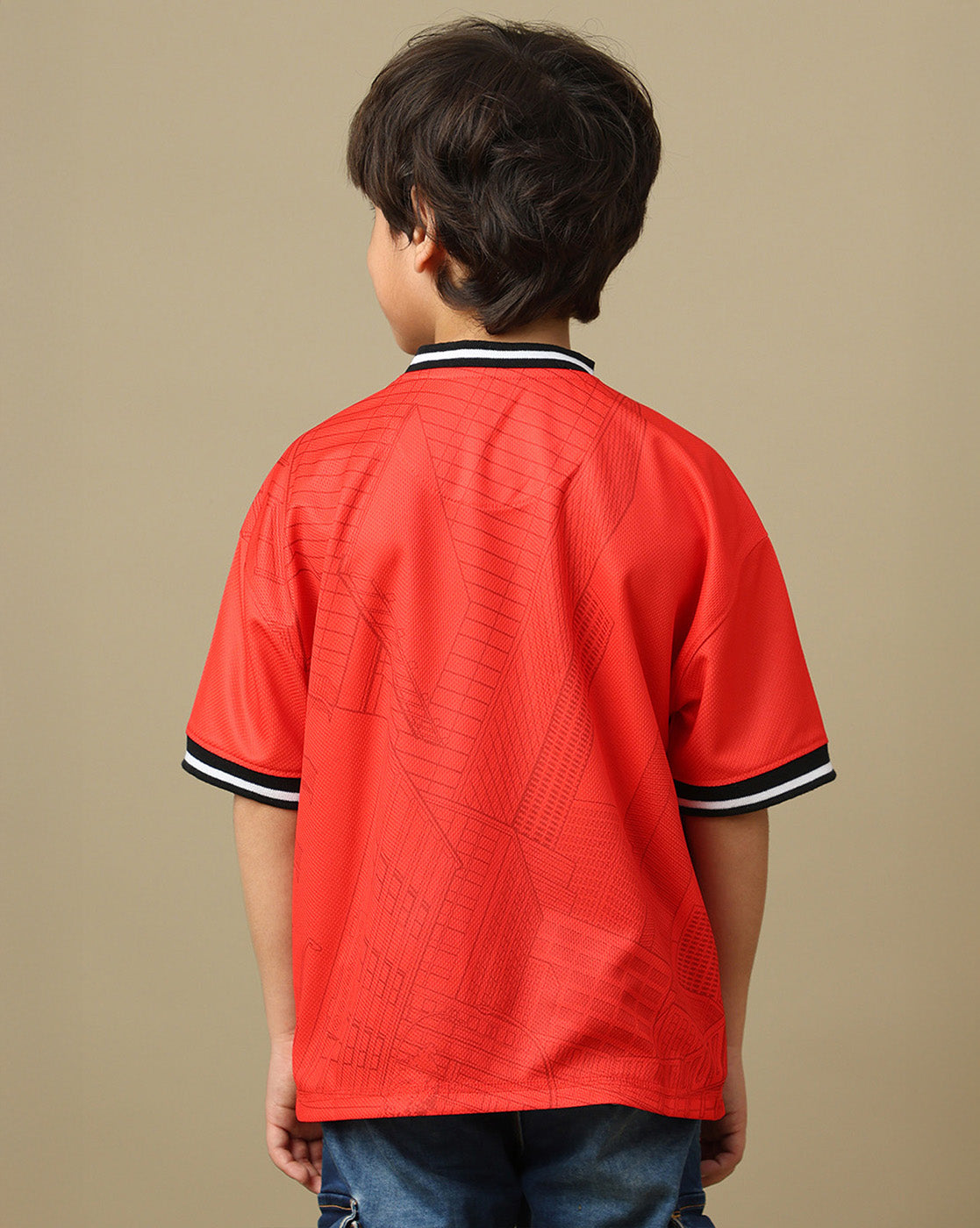 Spiderman Printed Oversized V-Neck Polyester Tshirt For Boys