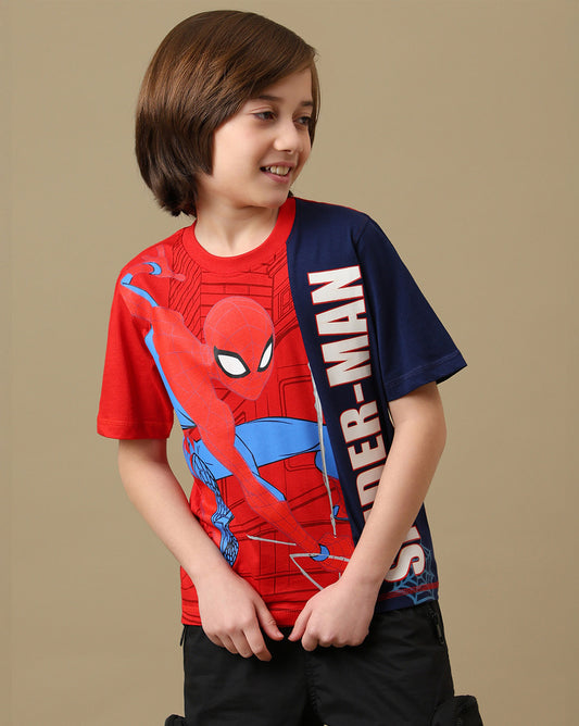 Spiderman Graphic Printed Regular Fit Tshirt For Boys