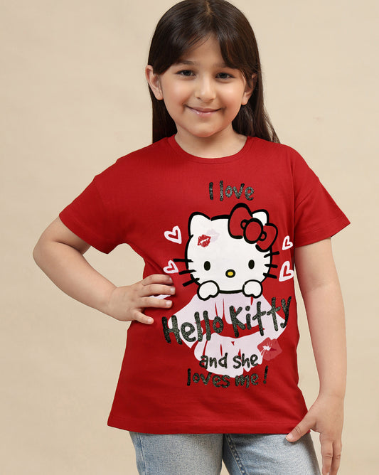 Hello Kitty Printed Relaxed Fit Tshirt For Girls