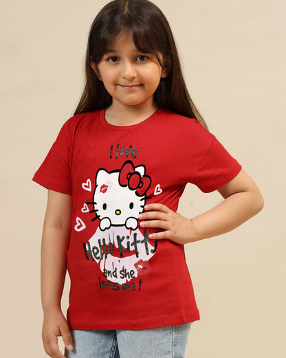 Hello Kitty Printed Relaxed Fit Tshirt For Girls