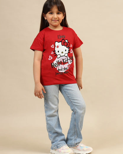 Hello Kitty Printed Relaxed Fit Tshirt For Girls
