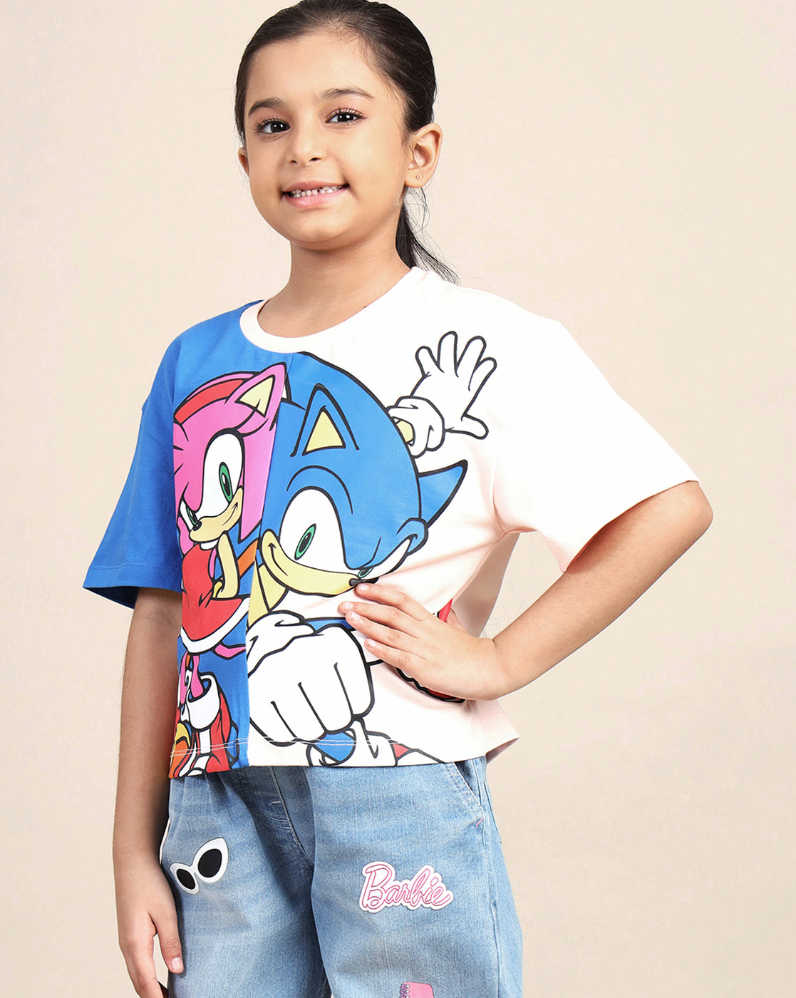Sonic Classic Printed Boxy Fit Tshirt For Girls