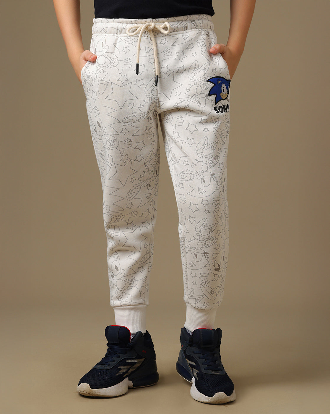 Sonic Printed Regular Fit Joggers For Boys