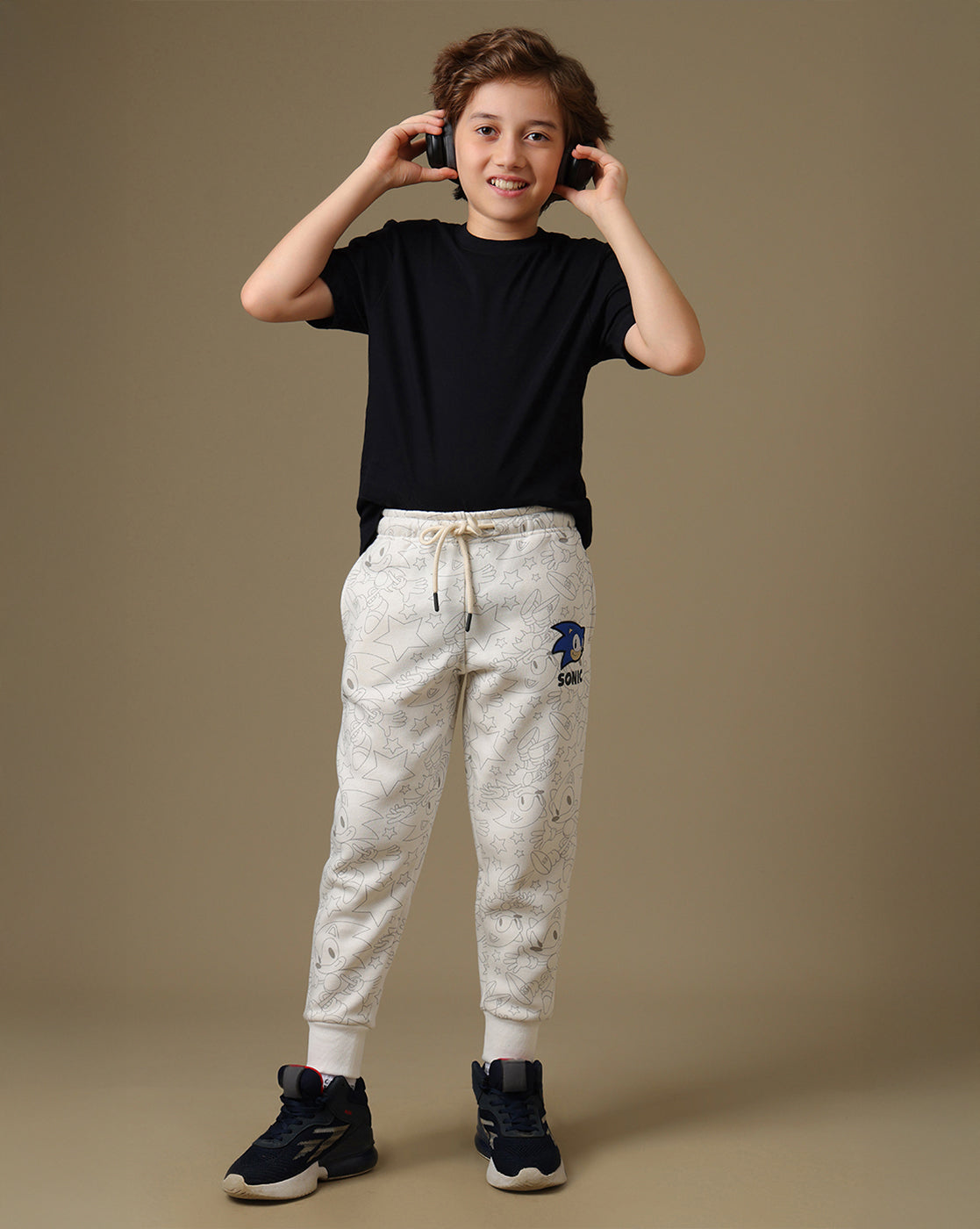 Sonic Printed Regular Fit Joggers For Boys