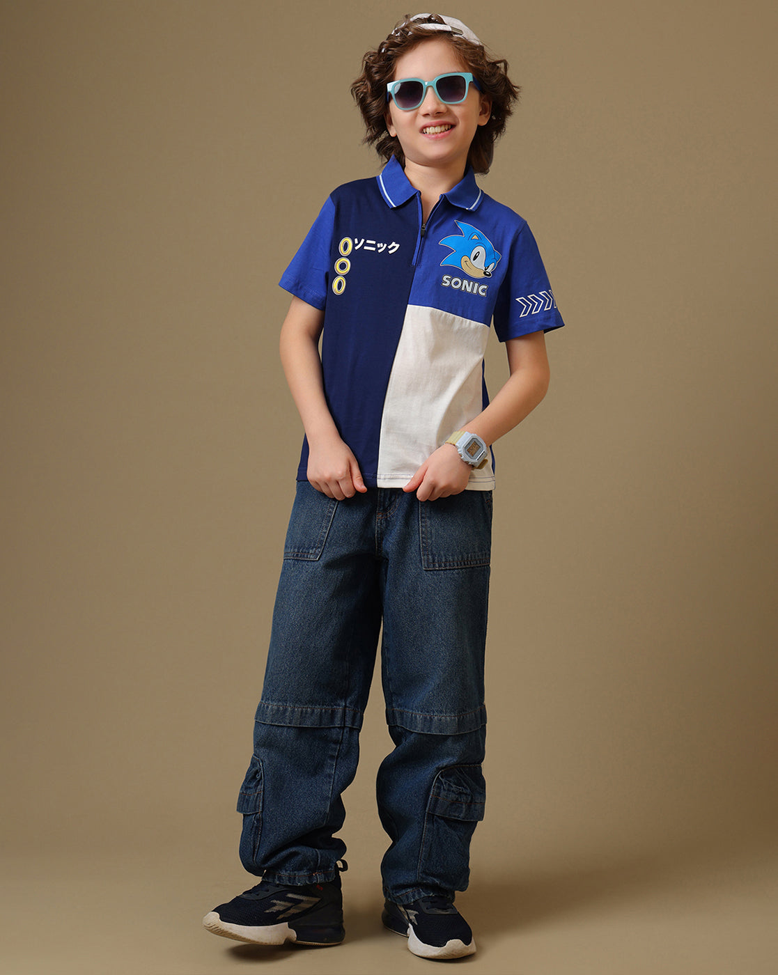 Sonic Classic Printed Regular Fit Polo-T-Shirt For Boys