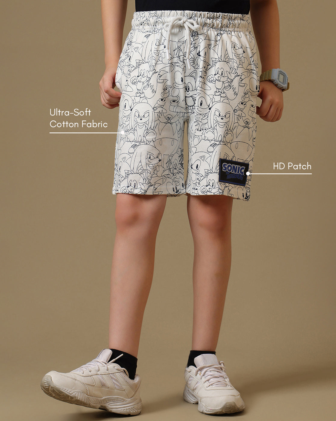 Sonic Classic Printed Regular Fit Shorts For Boys