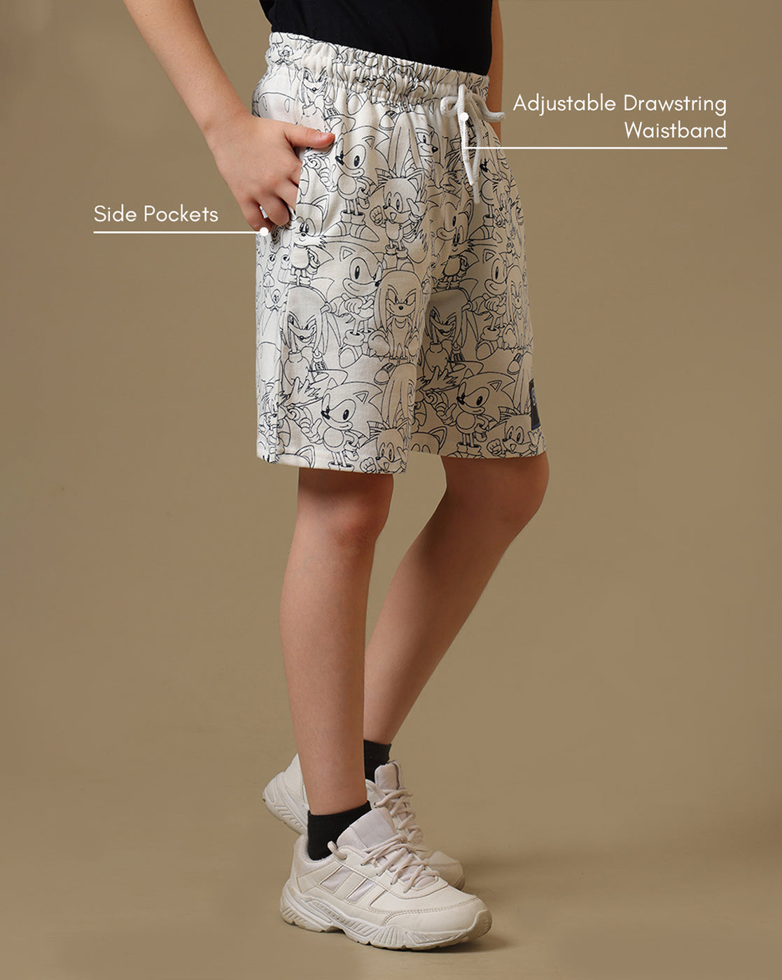 Sonic Classic Printed Regular Fit Shorts For Boys