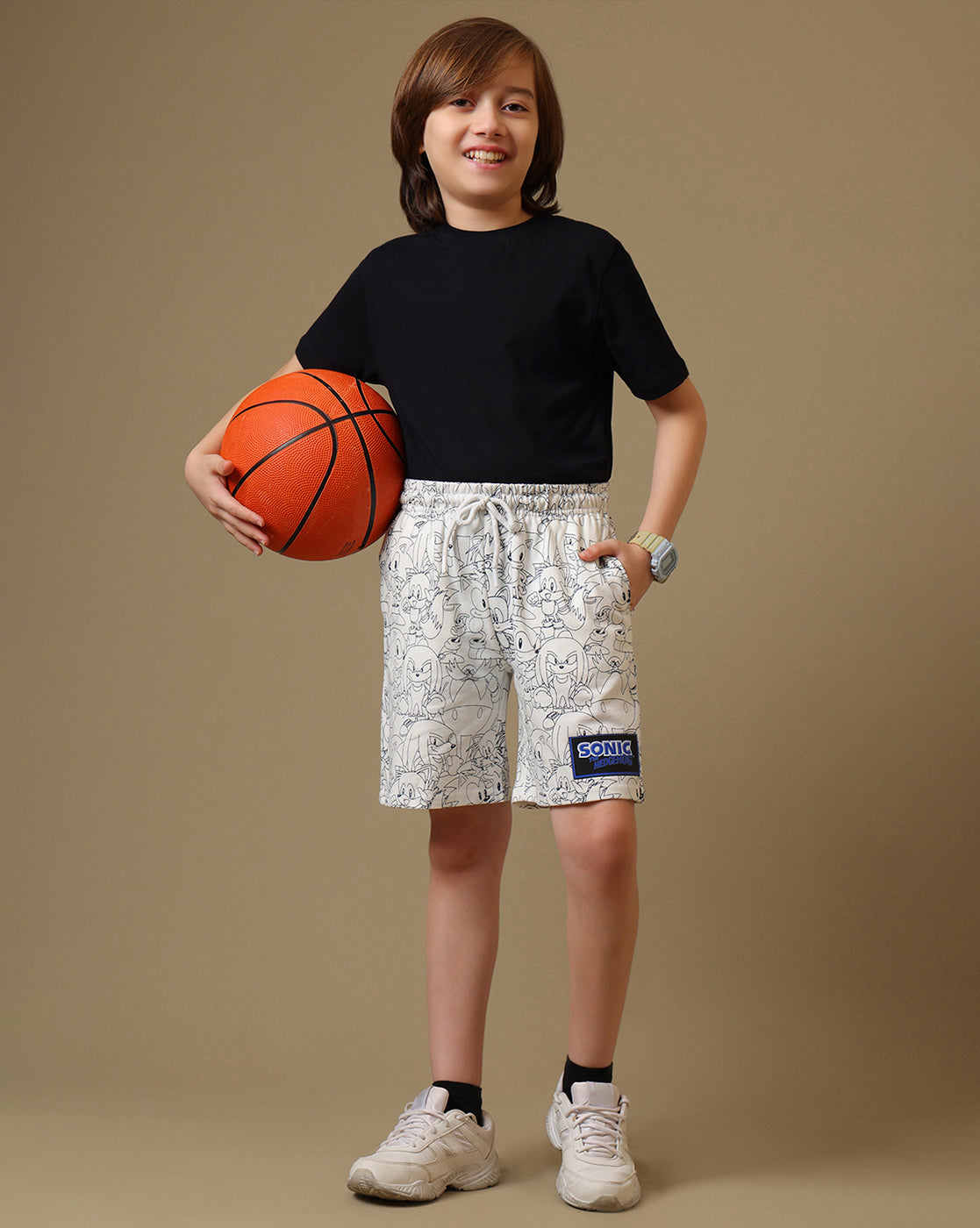 Sonic Classic Printed Regular Fit Shorts For Boys