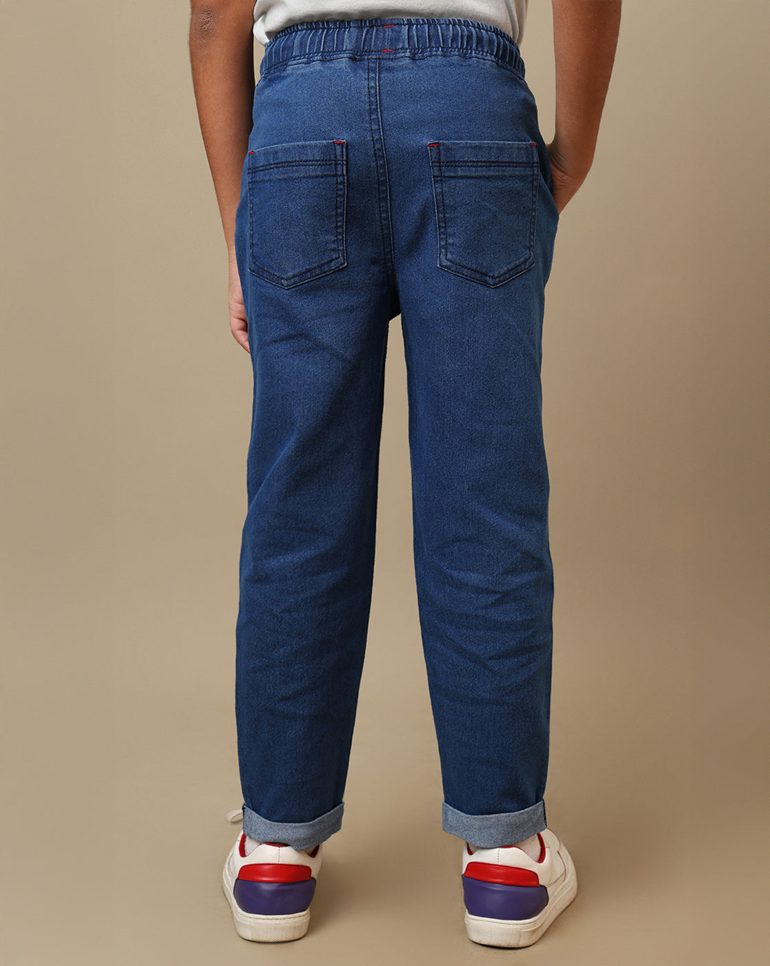 Sonic Modern Printed Regular Fit Denim Jogger For Boys