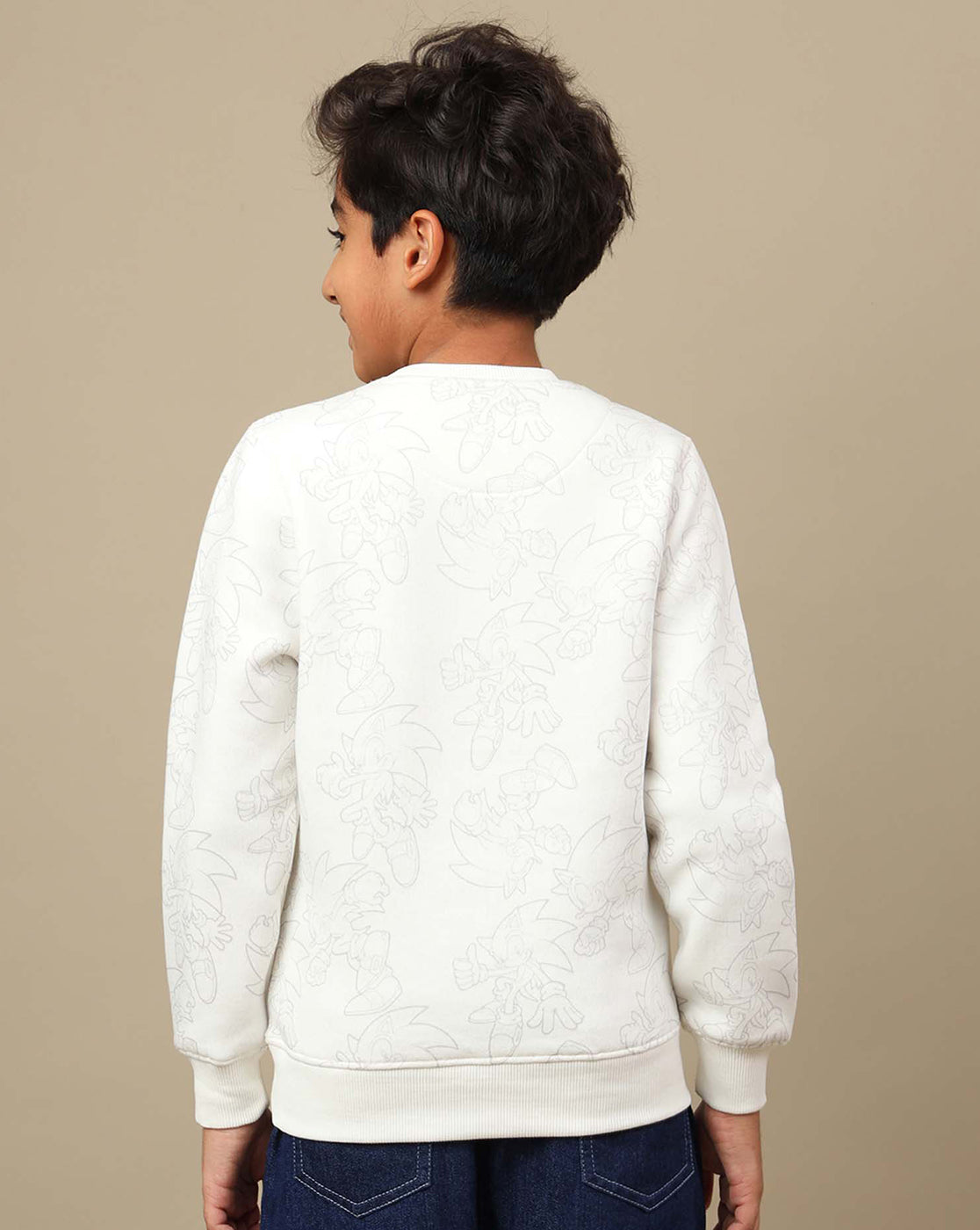 Sonic Modern Printed Regular Fit Reversible Sequin Sweatshirt For Boys