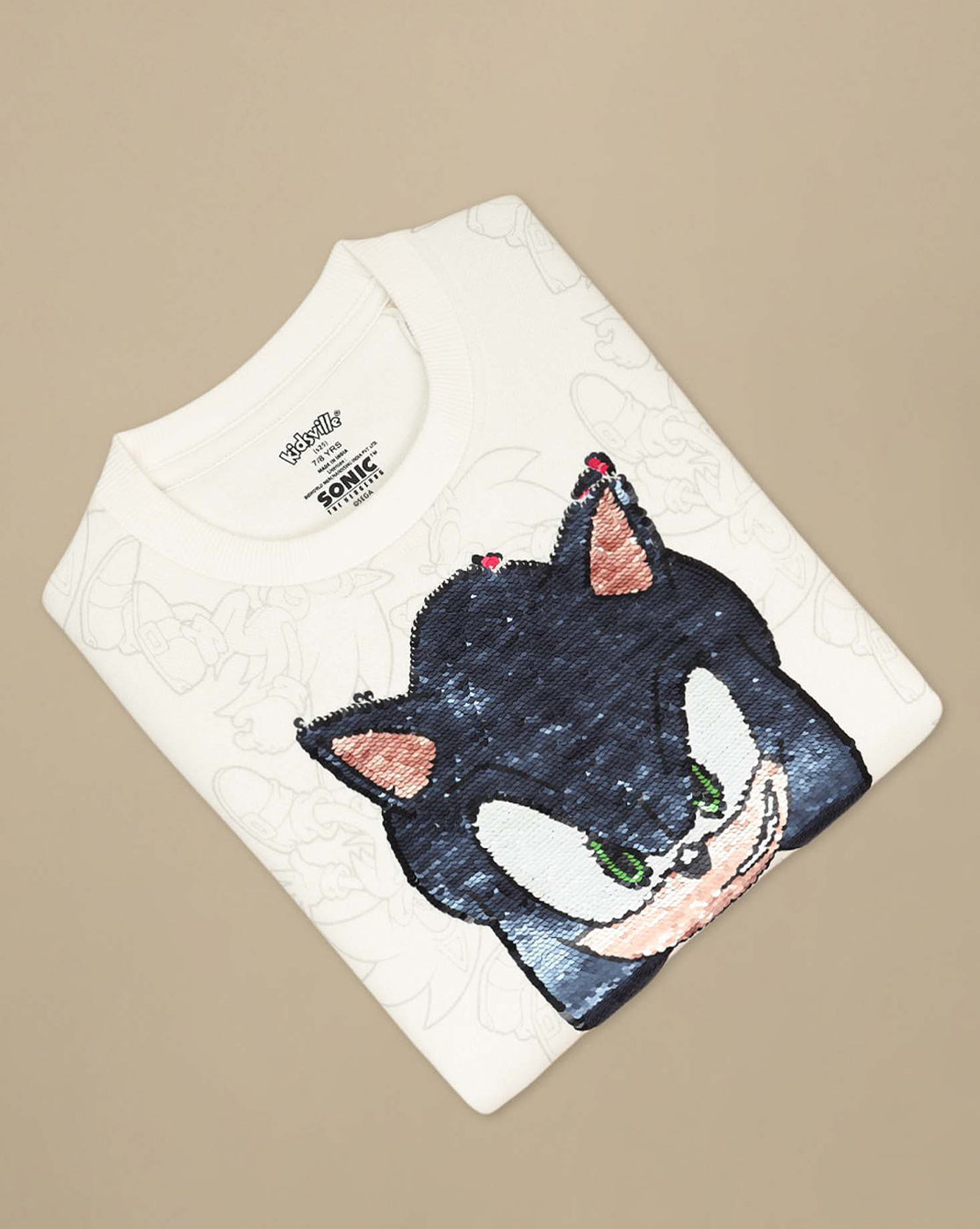 Sonic Modern Printed Regular Fit Reversible Sequin Sweatshirt For Boys