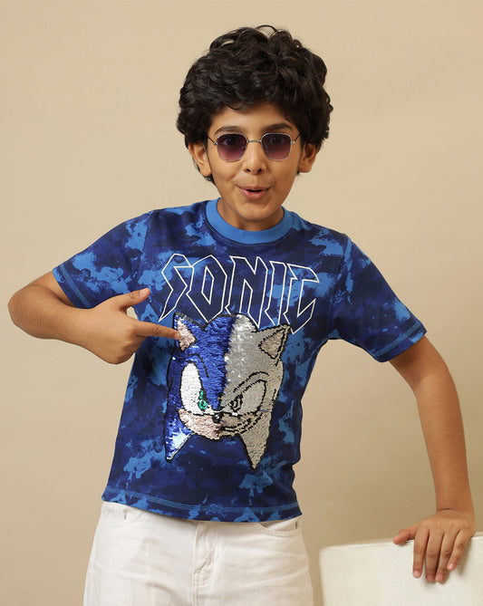 Sonic Modern Printed Regular Fit  Reversible Sequin Tshirt For Boys