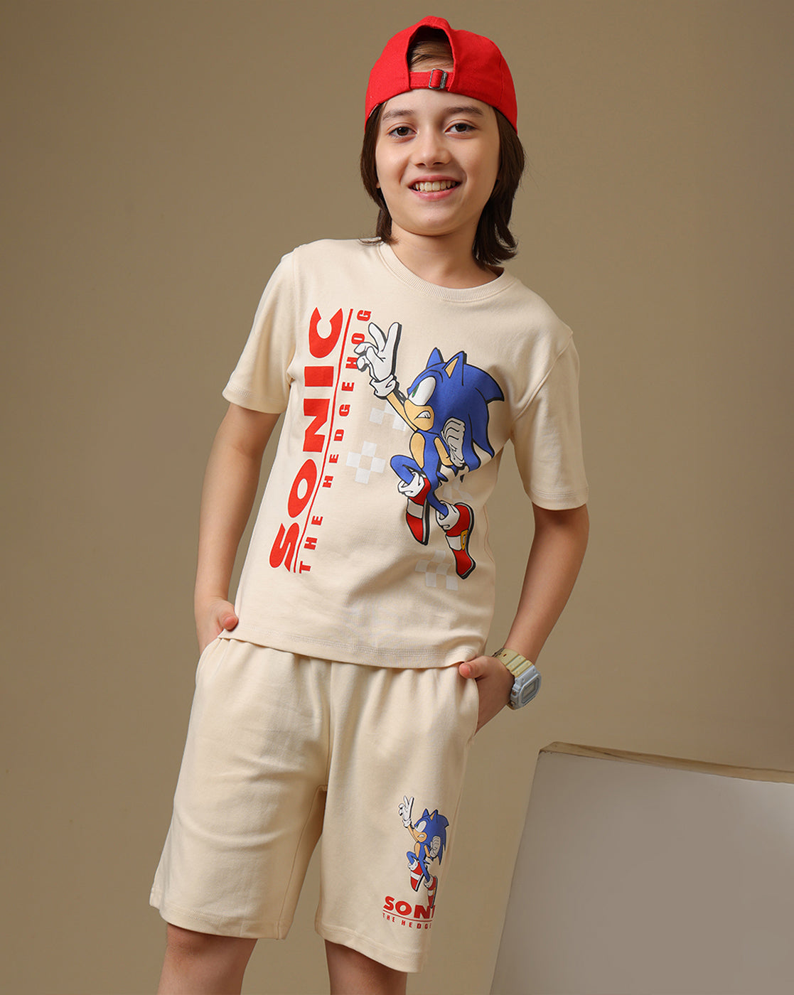 Sonic Modern Printed Tshirt & short Set For Boys