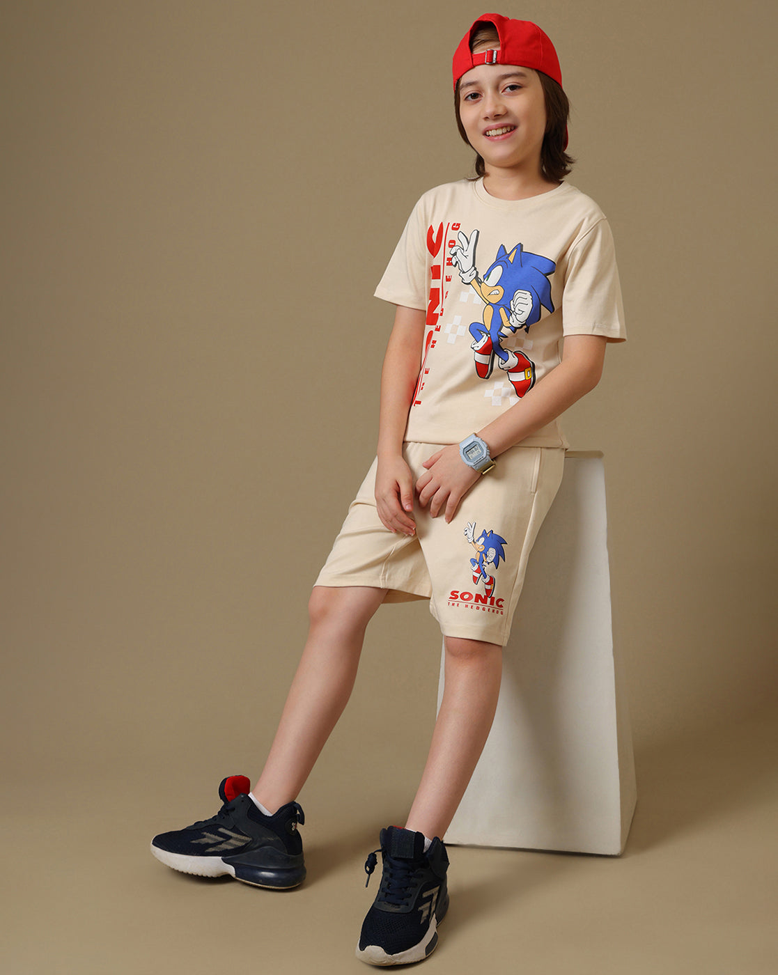 Sonic Modern Printed Tshirt & short Set For Boys