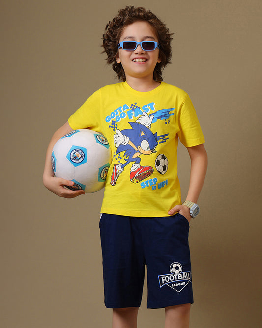 Sonic Modern Printed Tshirt & short Set For Boys