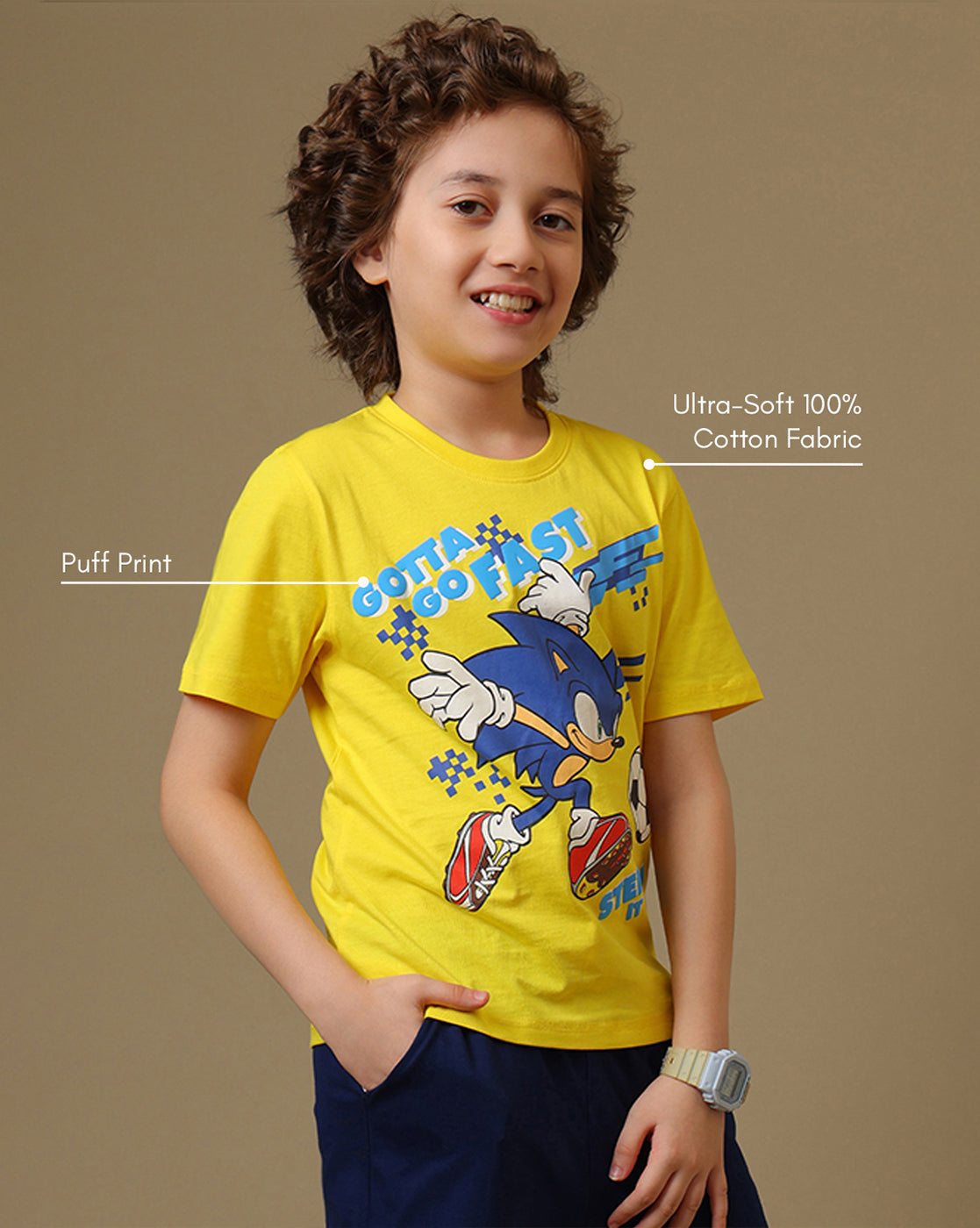 Sonic Modern Printed Tshirt & short Set For Boys