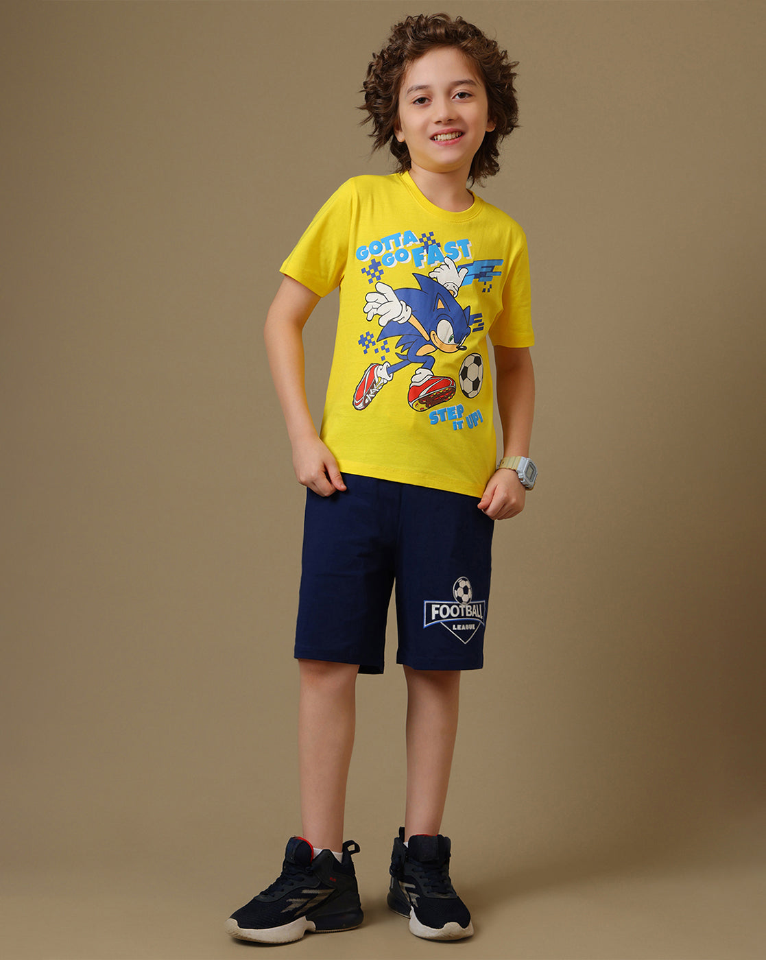 Sonic Modern Printed Tshirt & short Set For Boys