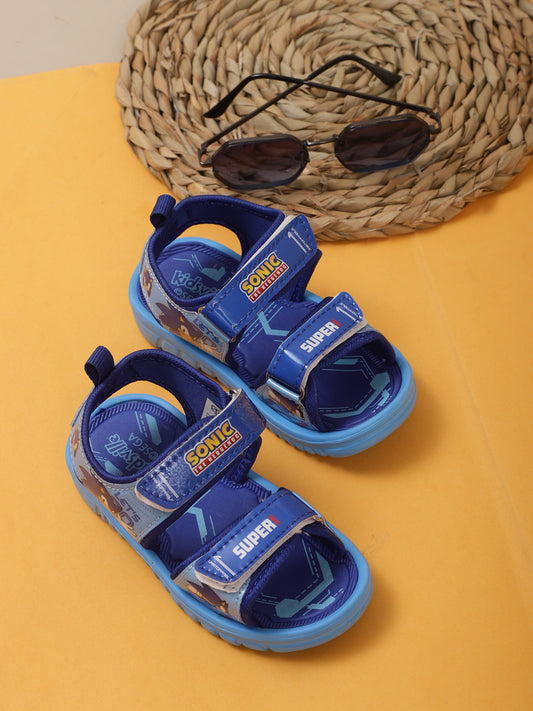 Kids Boys Sonic Modern Printed Blue Sandals