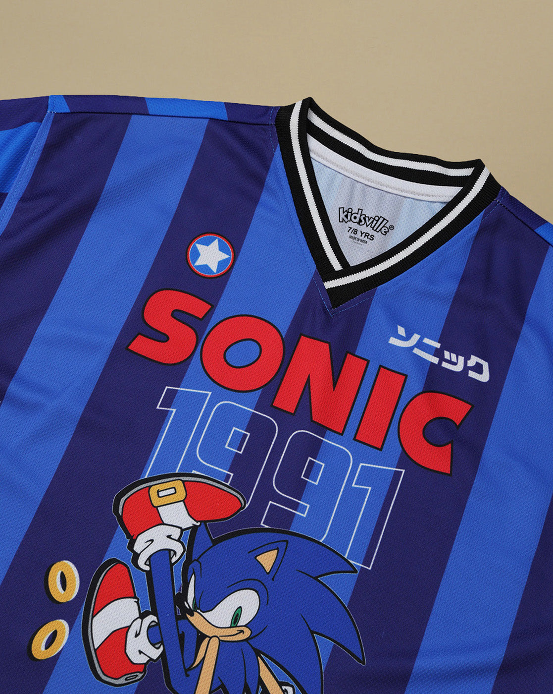 Sonic Printed Oversized V Neck Tshirt For Boys