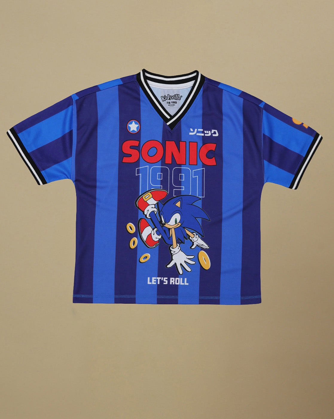 Sonic Printed Oversized V Neck Tshirt For Boys