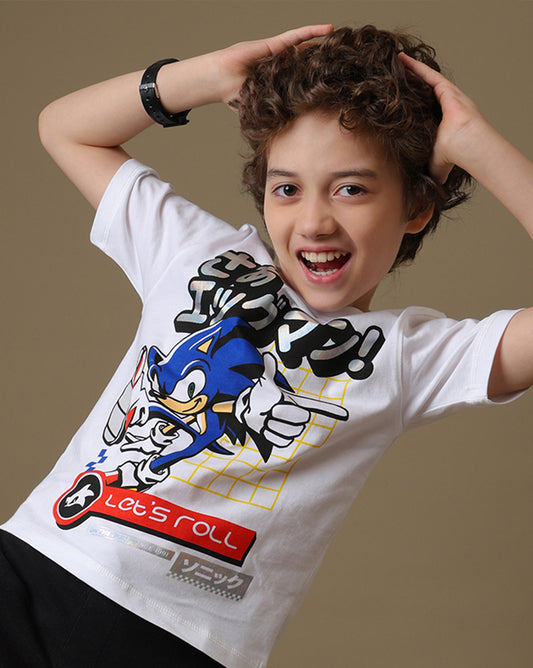 Sonic Printed Regular Fit Tshirt For Boys