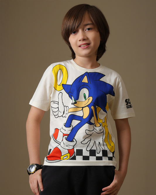 Sonic Printed Regular Fit Tshirt For Boys