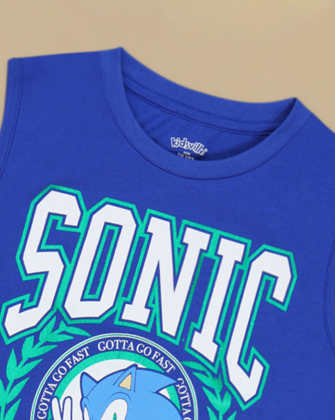 Sonic Graphic Printed Regular Fit Tank Top For Boys
