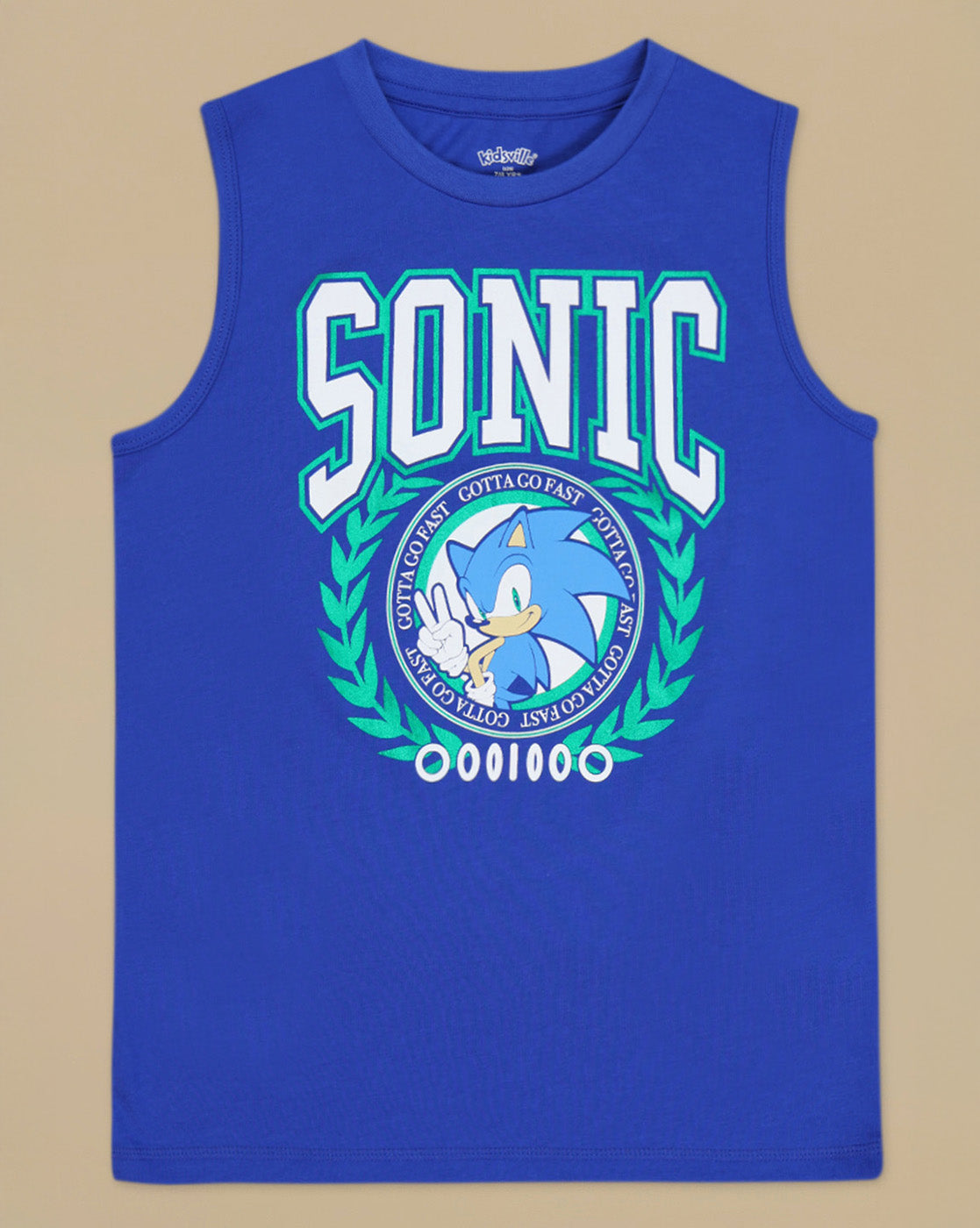 Sonic Graphic Printed Regular Fit Tank Top For Boys