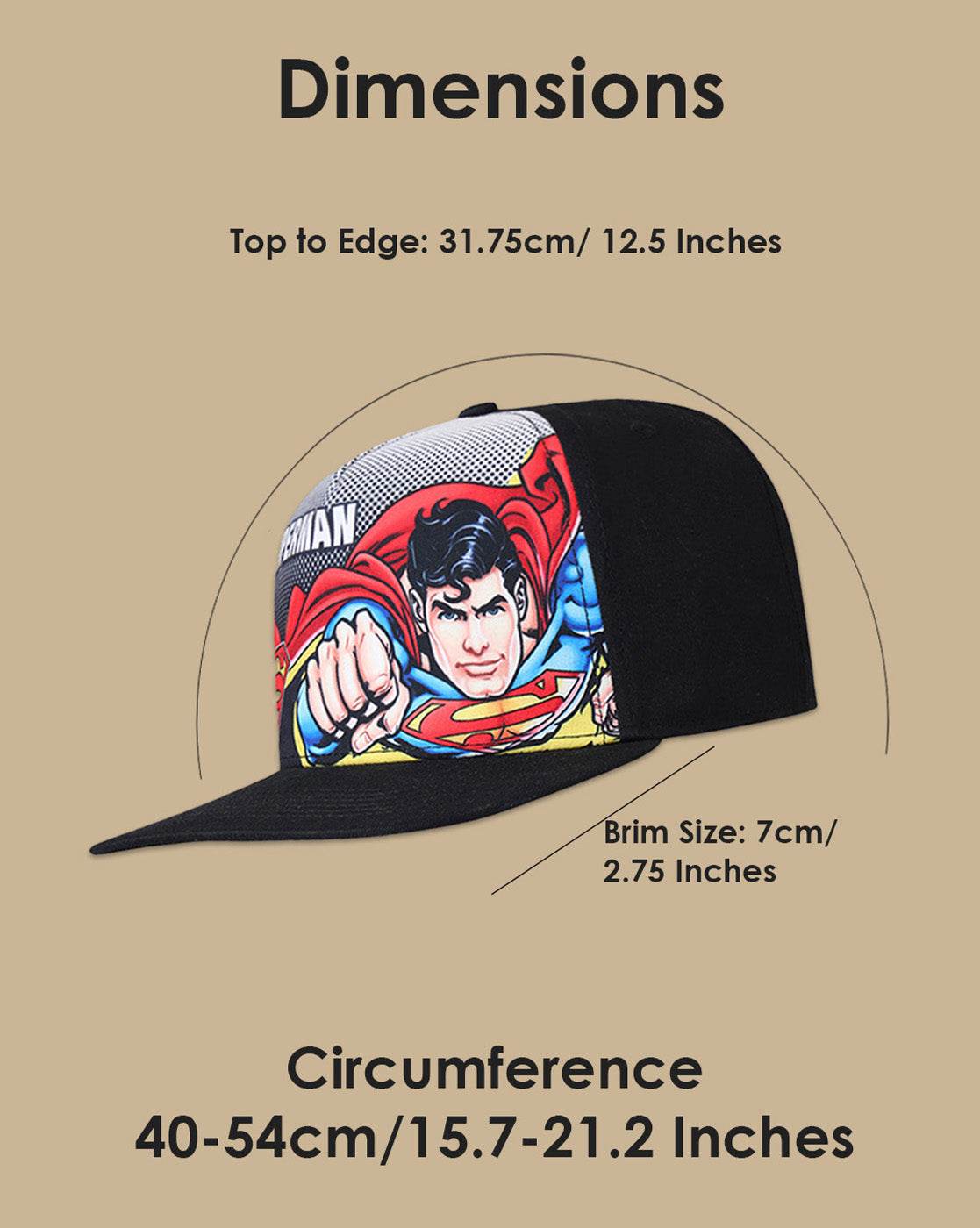 Superman Printed Snapback Cap For  Boys