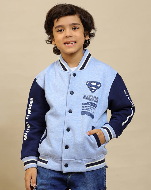 Superman Printed Varsity Jacket For Boys