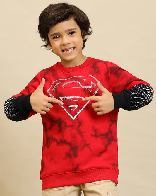 Superman Printed Regular Fit Sweatshirt For Boys