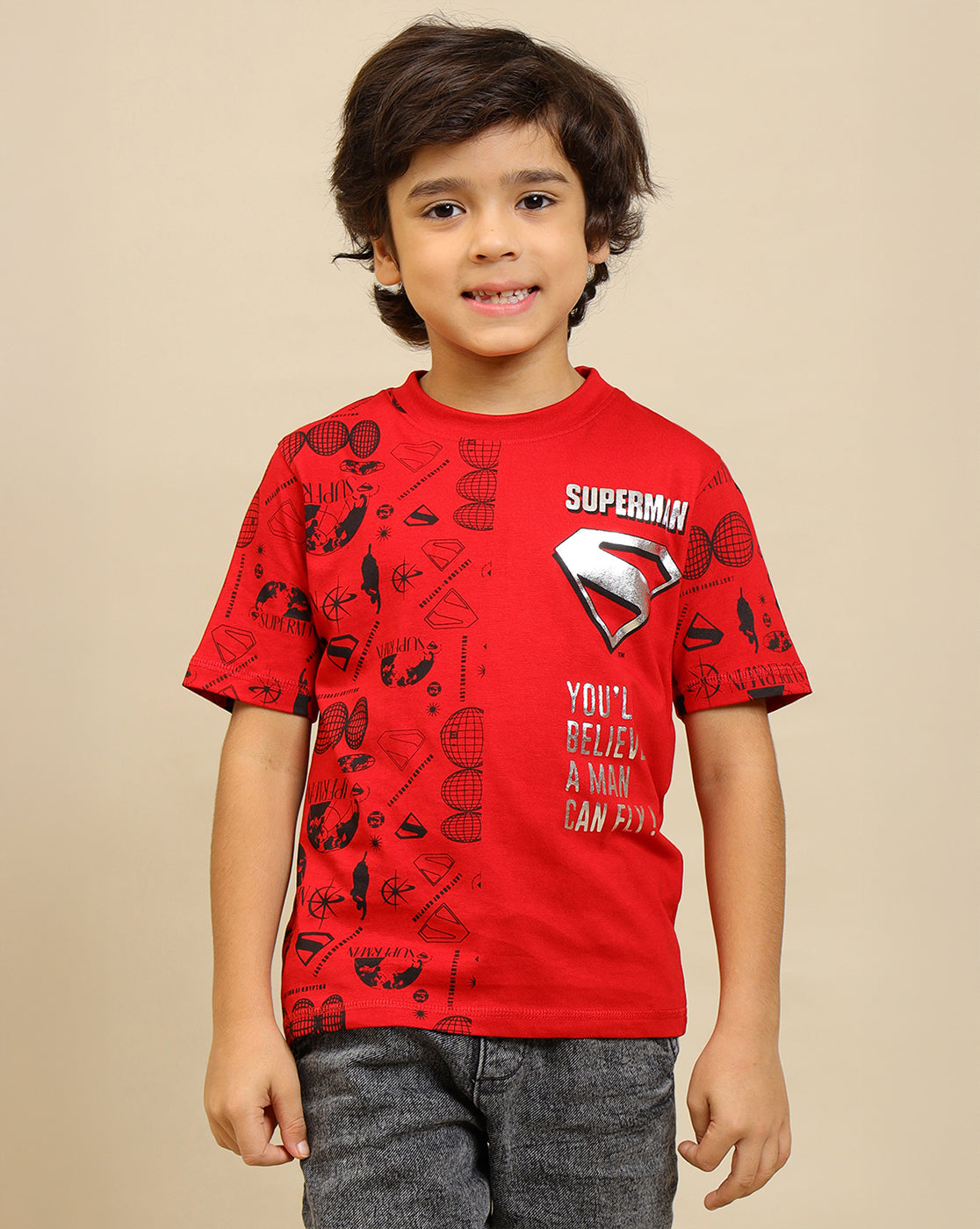 Superman Printed Regular Fit Tshirt For Boys