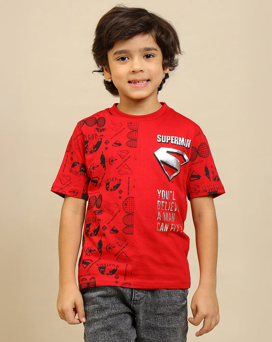 Superman Printed Regular Fit Tshirt For Boys