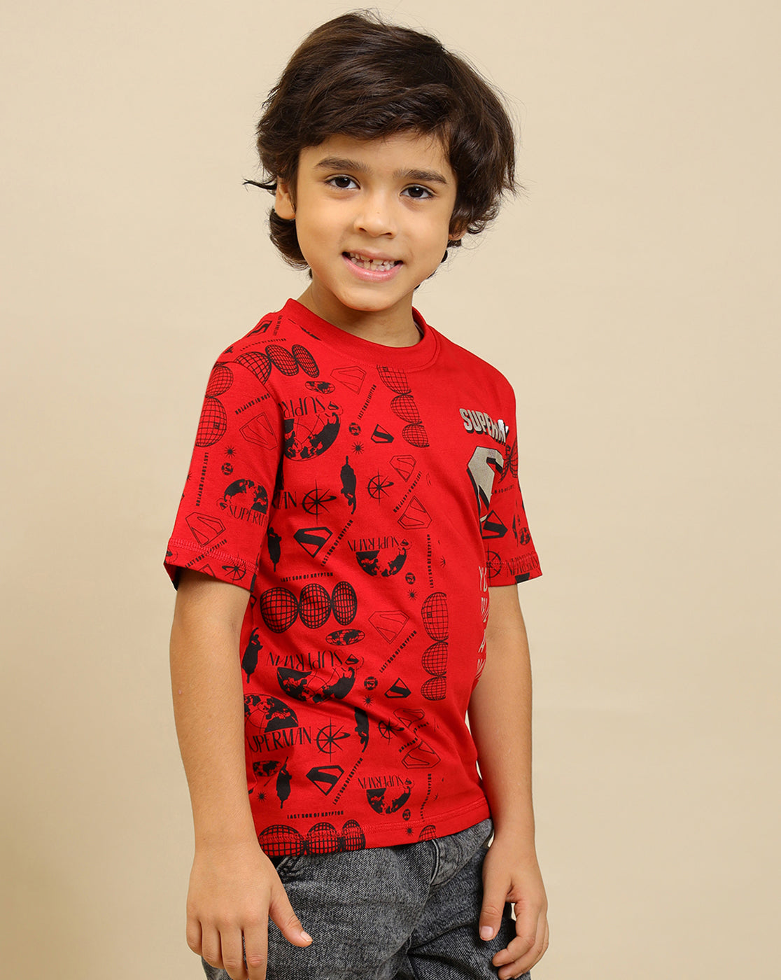 Superman Printed Regular Fit Tshirt For Boys