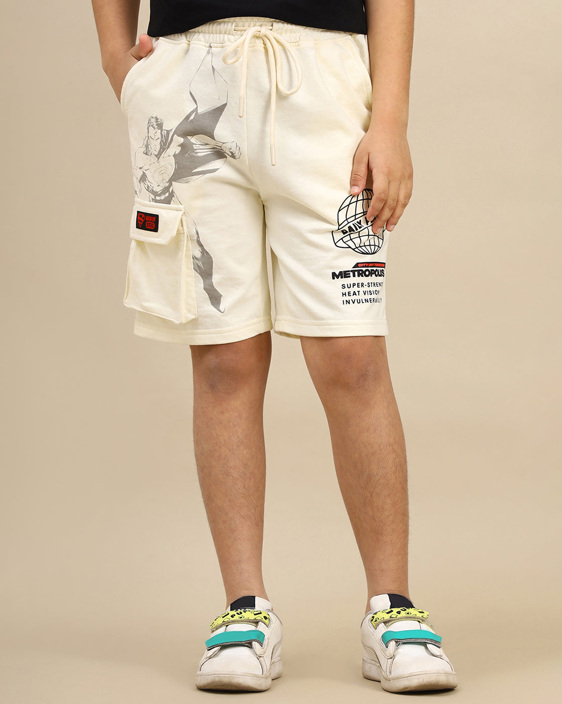 Superman Printed Regular Fit Shorts For Boys