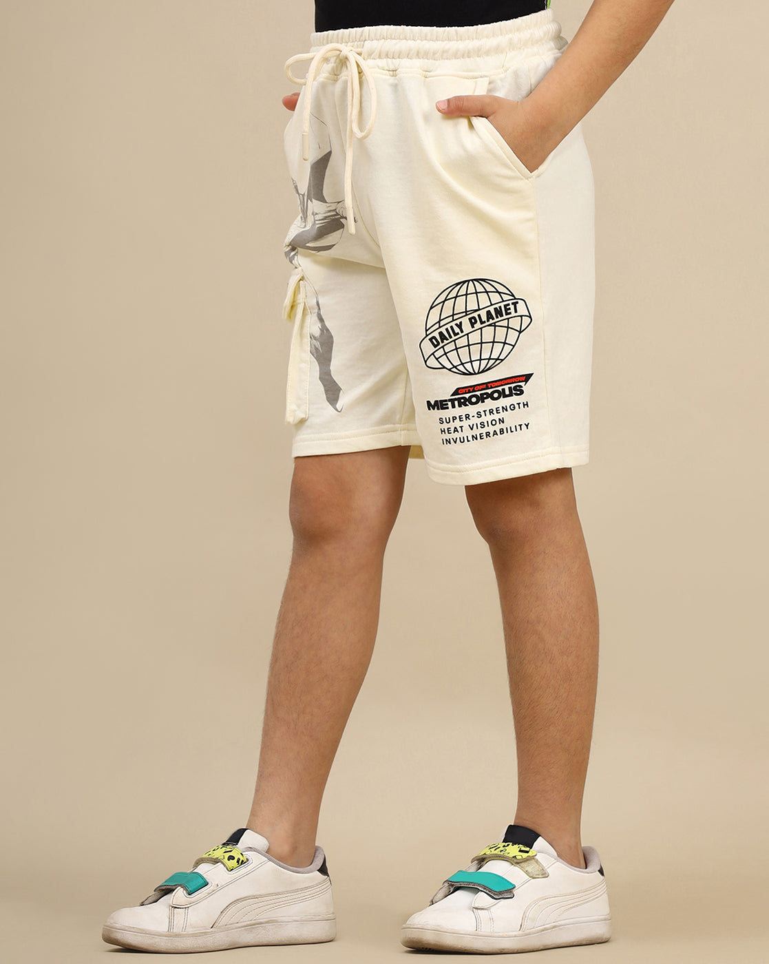 Superman Printed Regular Fit Shorts For Boys